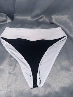 Beach Riot Black & White High-Cut Ribbed Bikini Bottom